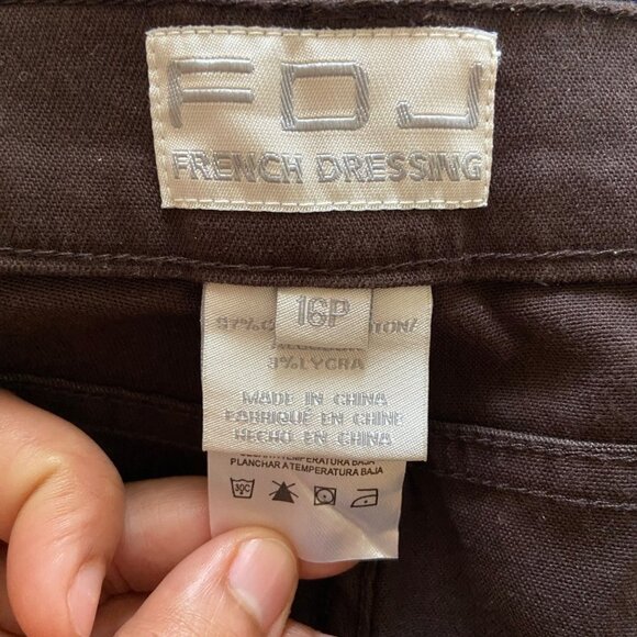 FDJ French Dressing Jeans‎ Olivia Flare Straight Brown Women Plus Size 16 Petite - Picture 3 of 10